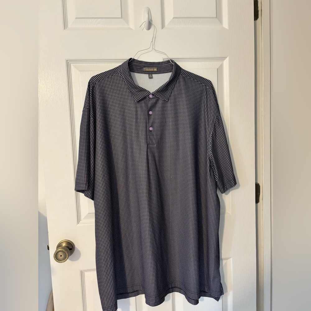 Purple and navy checked Peter Millar 3x collared shirt. — NO RETURNS